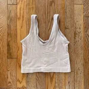 tan cream ribbed out from under Urban Outfitters tank top
